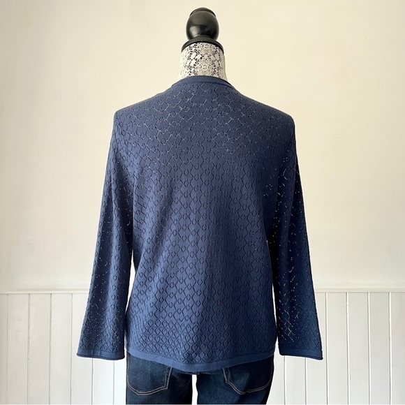 Jones New York Blue Open Front Pointelle Cardigan Size M - Picture 5 of 10